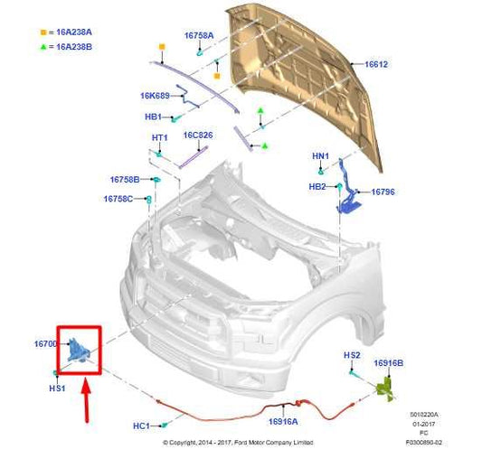 2015-2020 Ford F150 XL 2.7L Front Hood Lock Latch Actuator FL3Z-16700-B OEM - Alshned Auto Parts