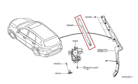 2016-19 Infiniti QX60 Rear Left Liftgate Support Cylinder Strut 90560-9NC1B OEM - Alshned Auto Parts