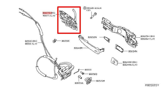 2013-2019 Nissan Sentra SV Front Right Side Door Interior Handle 80670-3SG0C OEM - Alshned Auto Parts