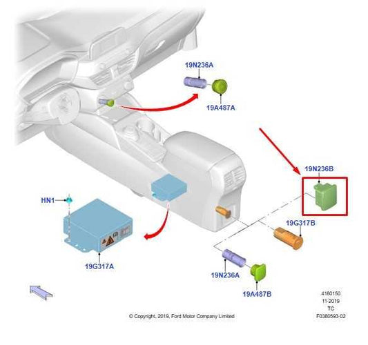 2020-25 Ford Explorer Center Console Back Power Outlet Socket KJ7Z-19N236-A OEM - Alshned Auto Parts