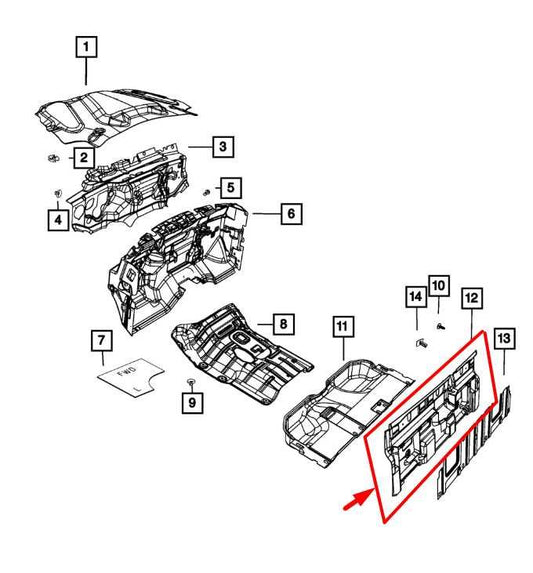 2019-22 Ram 1500 Classic Crew Cab 5.7L Cabin Back Panel Inner Silencer Insulator - Alshned Auto Parts