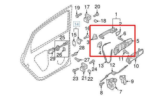 11-18 Volkswagen Jetta Sport Rear RH Door Exterior Handle 5N0-837-205-M-GRU OEM - Alshned Auto Parts