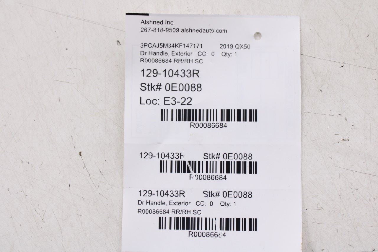 19-21 Infiniti QX50 ESSENTIAL AWD Rear Passenger Right Side Door Exterior Handle - Alshned Auto Parts