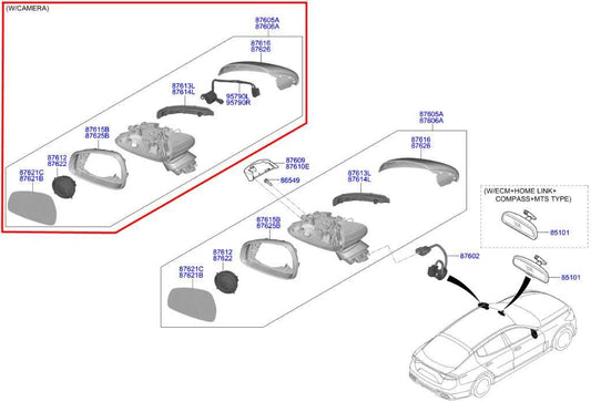 18-21 Kia Stinger GT2 AWD Passenger Right Side Rear View Mirror 87620-J5550 OEM - Alshned Auto Parts