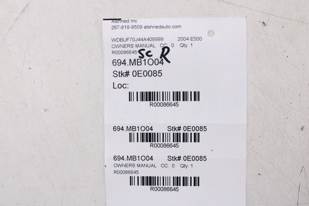 2004 Mercedes-Benz E500 Operators Manual Set with Case R86645 - Alshned Auto Parts