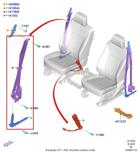 2018-2021 Ford Expedition Max XLT 3.5L 4WD Front Right Side Seat Belt Retractor1