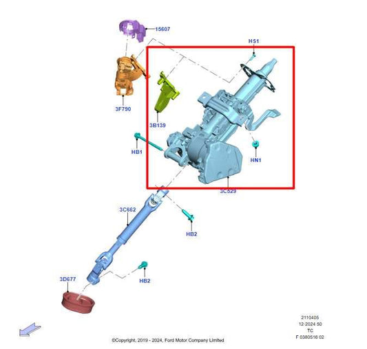 2020-2023 Ford Escape SEL 2.0L AWD Steering Column Assembly LX6C-3D077-EG OEM - Alshned Auto Parts