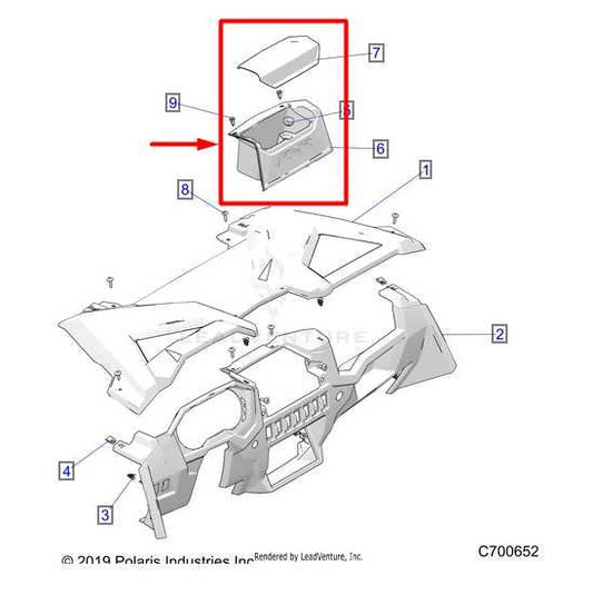 20-2023 Polaris RZR XP 1000 Dashboard Center Storage Compartment Box 5455431 OEM - Alshned Auto Parts