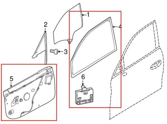 2010-16 Porsche Panamera 4 Front Left Door Window Regulator w/ Carrier and Seal - Alshned Auto Parts