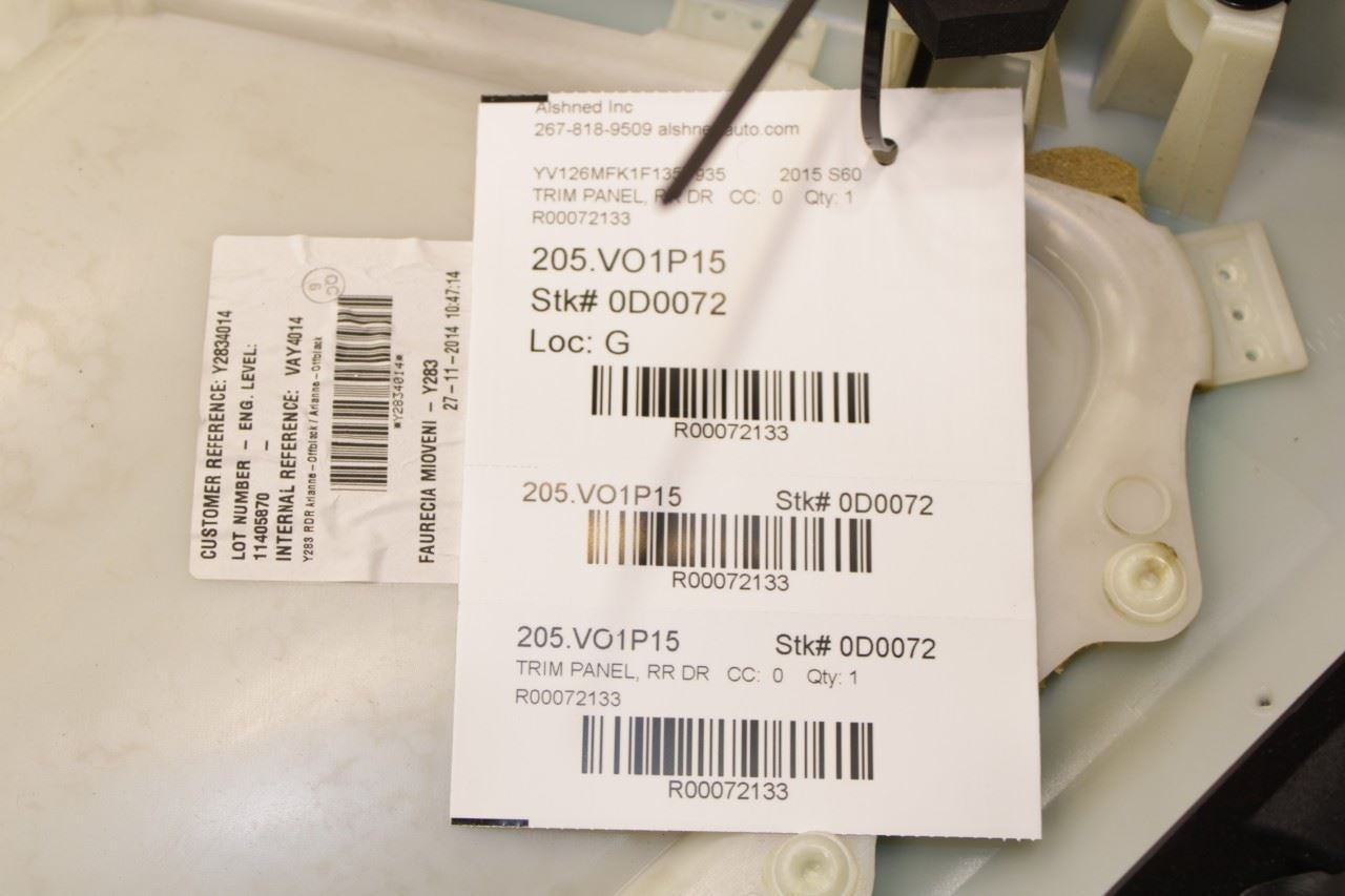 2014-2018 Volvo S60 T5 Premier Rear Right Passenger Door Trim Panel 39832590 OEM - Alshned Auto Parts