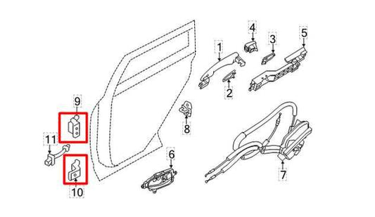 2020-24 Nissan Sentra Rear Right Side Door Hinge Upper and Lower 82400-5RB0A OEM - Alshned Auto Parts