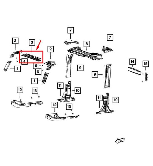 2013-2018 Jeep Wrangler Sahara Front Windshield Upper Trim Panel 1YV24TRMAA OEM - Alshned Auto Parts