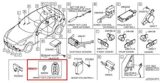2014-17 Infiniti QX50 Ignition Key Fob Slot Module w/ Smart Keyless Transmitter - Alshned Auto Parts