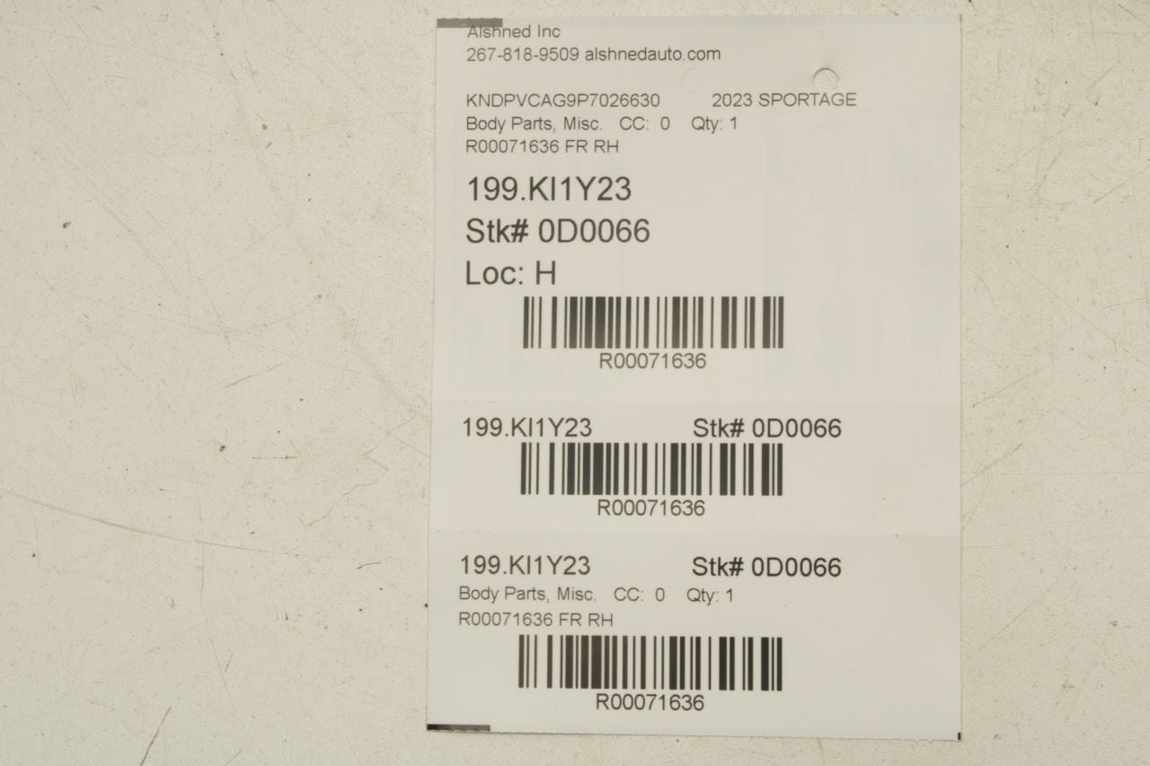 2023-25 Kia Sportage Hybrid EX Front Right Door Belt Outer w/ Inner Weatherstrip - Alshned Auto Parts