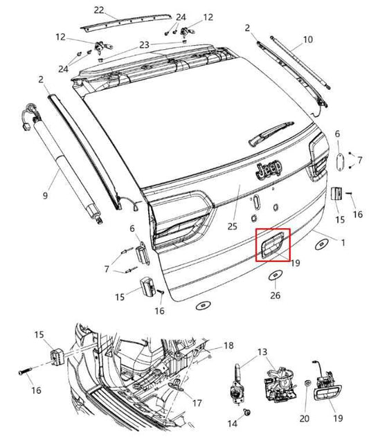 14-21 Jeep Grand Cherokee Overland RR Liftgate Tailgate Open Door Handle Release - Alshned Auto Parts