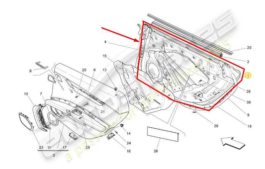 14-17 Maserati Ghibli 3.0L Rear Left Driver Side Door Shell Panel 673008062 OEM - Alshned Auto Parts