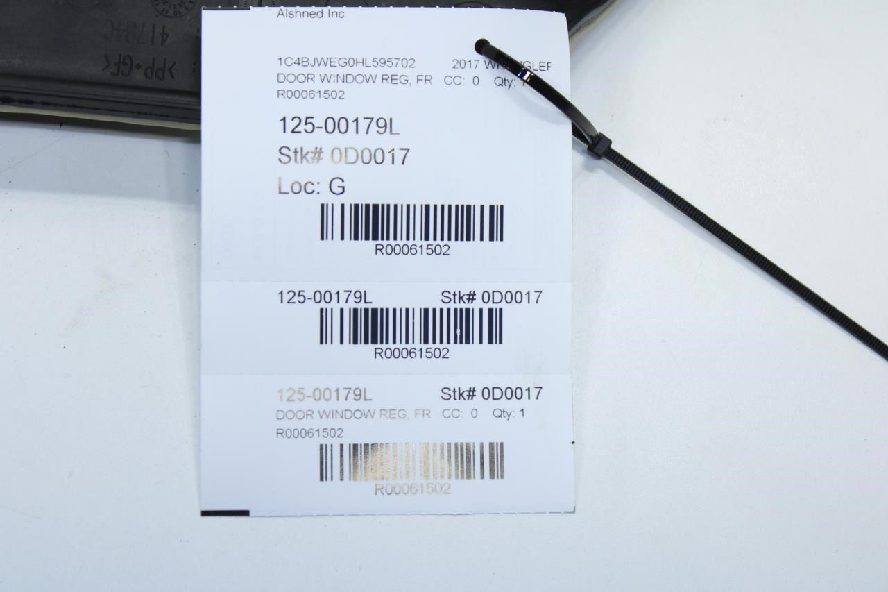 09-18 Jeep Wrangler Sahara Front LH Door Window Regulator w/ Carrier 68244607AB - Alshned Auto Parts