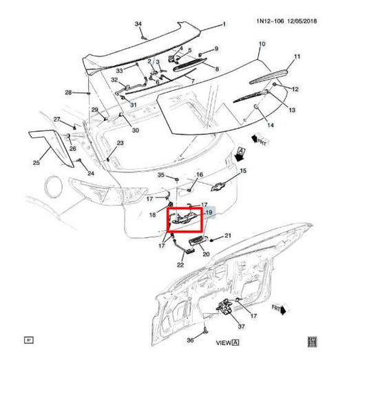 2019-24 Chevrolet Blazer 2LT 2.0L FWD Rear License Plate Light w/ Backup Camera - Alshned Auto Parts