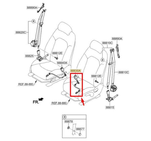 2015-2017 Hyundai Sonata Front Left Side Seat Belt Buckle 88830-C2000-TRY OEM - Alshned Auto Parts