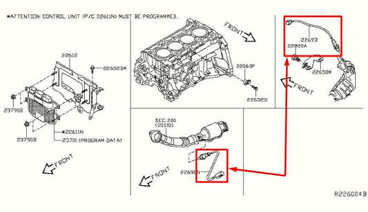 2013-2019 Nissan Sentra SV 1.8L Front and Rear Oxygen Sensor 226A0-3RC0A OEM - Alshned Auto Parts