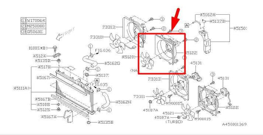 2007-2014 Subaru Legacy 2.5L Left Radiator Cooling Fan Motor Assy 45122AG02C OEM - Alshned Auto Parts