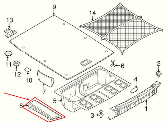 2015-2016 BMW 435i Gran Coupe xDrive Trunk Right Side Lower Sill Cover Panel - Alshned Auto Parts