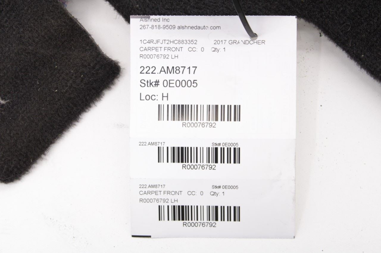 16-21 Jeep Grand Cherokee Summit Front Left Side Floor Interior Carpet Liner Mat - Alshned Auto Parts