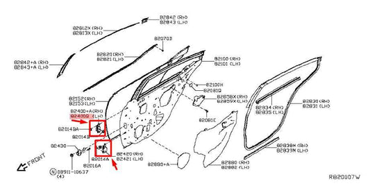 2019-2024 Nissan Altima SL Rear Left Door Hinge Upper and Lower 82401-2Y90A OEM - Alshned Auto Parts