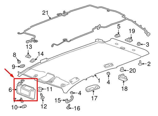 18-21 Chevrolet Equinox FR LH Sun Visor w/ Illuminated Mirror 84836036 ReaD - Alshned Auto Parts