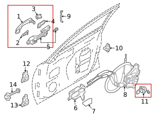 19-24 Nissan Altima 2.5 SL Front Left Side Door Exterior Handle 80640-6CA0A OEM - Alshned Auto Parts