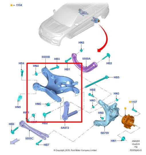 20-25 Ford Explorer AWD RR RH Low Control Arm Spring Perch w/ Link LB5C-5K651-B - Alshned Auto Parts