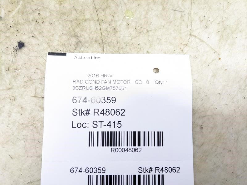 2016-2021 Honda HR-V Right Condenser Cooling Fan Motor Assy 38615-50W-H01 OEM - Alshned Auto Parts