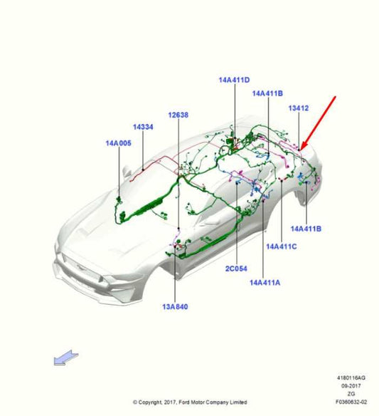 2018-2020 Ford Mustang GT Rear Bumper Tail Light Wire Harness with Park Sensors - Alshned Auto Parts