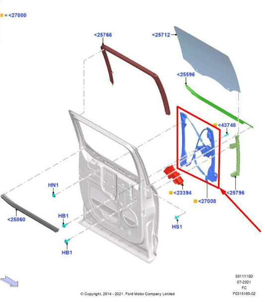 2015-20 Ford F150 Crew Cab Rear Right Side Door Window Regulator FL3Z-1627008-A - Alshned Auto Parts