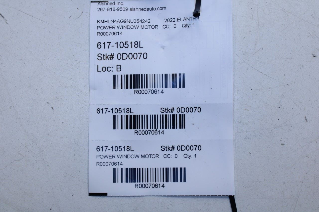 2021-2025 Hyundai Elantra SEL Rear Left Door Power Window Motor 83450-AA000 OEM - Alshned Auto Parts