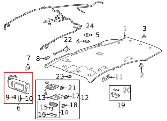 17-22 Buick Encore Front Right Side Sun Visor w/ Illuminated Mirror 42698378 OEM - Alshned Auto Parts