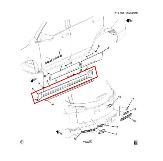 18-24 Chevrolet Equinox LT Right Rocker Skirt Panel Guard Molding 84713654 *ReaD - Alshned Auto Parts