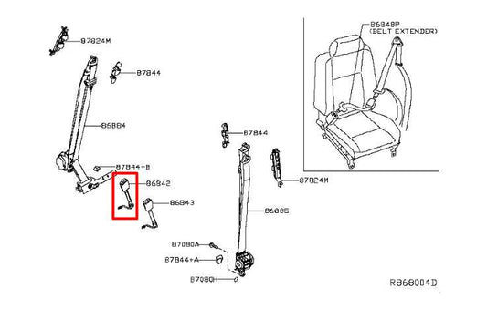 2015-24 Nissan Murano Platinum 3.5L Front Passenger Right Side Seat Belt Buckle - Alshned Auto Parts