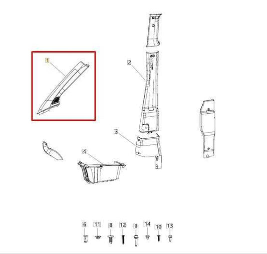 15-22 RAM Promaster City FR LH A-Pillar Trim Cover w/ Tweeter Speaker 6LP95LDMAA - Alshned Auto Parts
