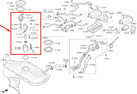 2013-2014 Hyundai Elantra GT 1.8L Fuel Pump Assembly 31110-A5500 OEM - Alshned Auto Parts