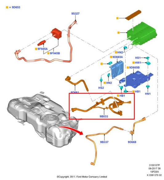 2018-21 Ford EcoSport SE 1.0L Fuel Vapor Canister Valve Solenoid Hose Tube Pipe - Alshned Auto Parts
