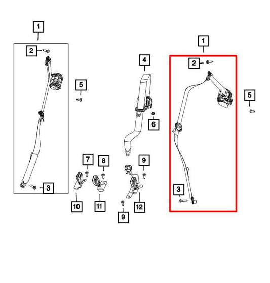 18-23 Jeep Compass Latitude Rear Left 2nd Row Seat Belt Retractor 6EJ57DX9AF OEM - Alshned Auto Parts