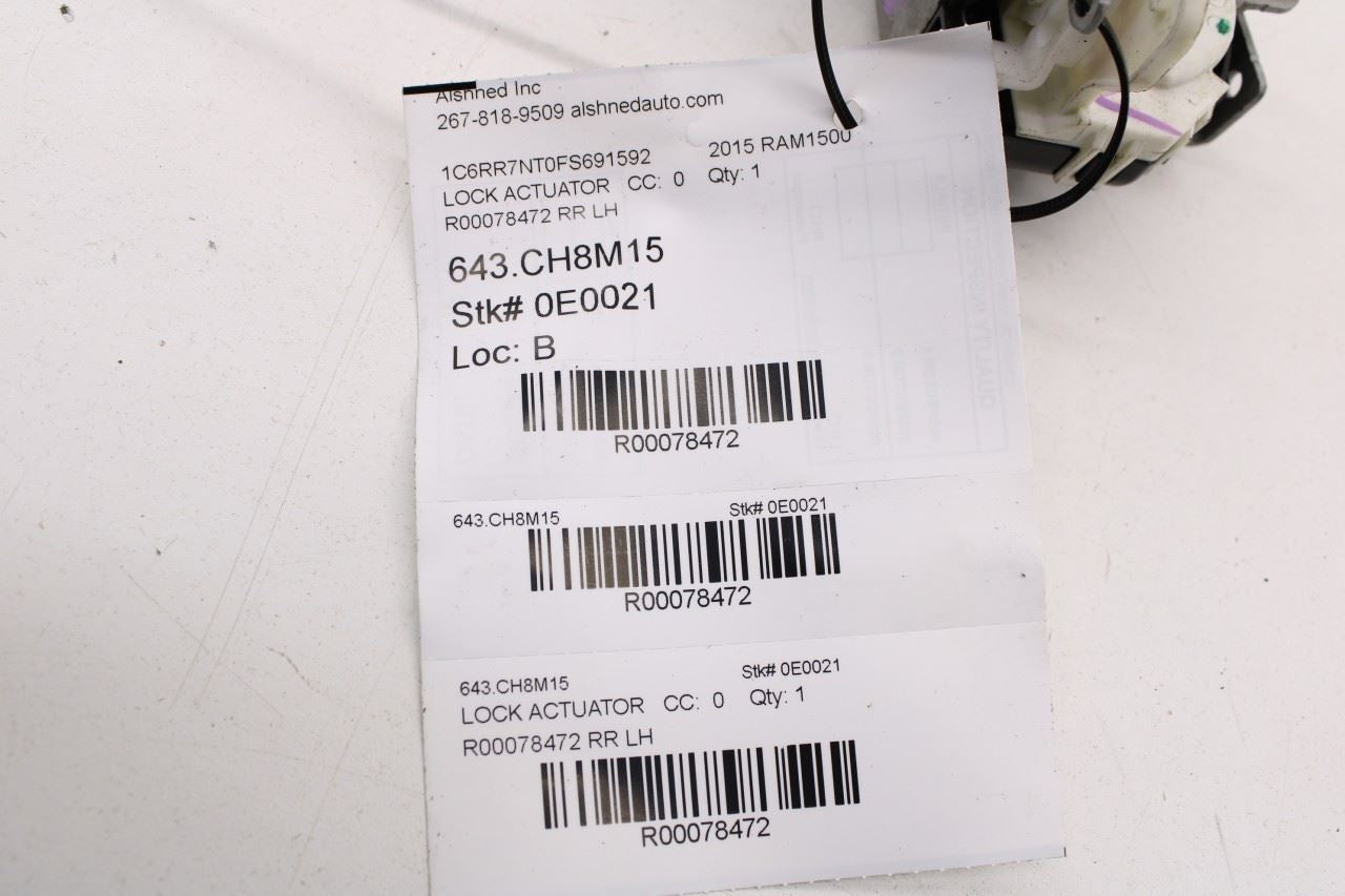 2013-2018 RAM 1500 Laramie Rear Left Side Door Lock Latch Actuator 4589651AD OEM - Alshned Auto Parts