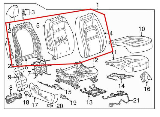 2016-2021 GMC Canyon Front Right Side Seat Upper Back Rest Cushion 84923372 OEM - Alshned Auto Parts