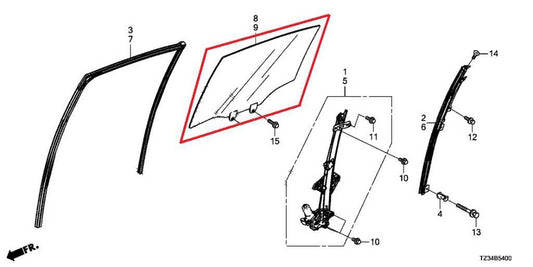 2015-2020 Acura TLX Tech Rear Left Door Window Movable Glass 73450-TZ3-A00 OEM - Alshned Auto Parts