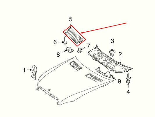 2007-13 Mercedes-Benz S550 Right Side Hood Upper Vent Grille Cover 221-880-02-05 - Alshned Auto Parts