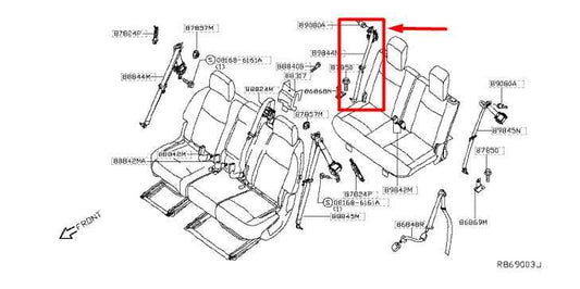 14-20 Infiniti QX60 Rear Right Side 3rd Row Seat Belt Retractor 89844-9NB0B OEM - Alshned Auto Parts
