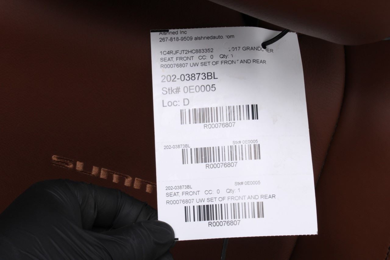 15-17 Jeep Grand Cherokee Summit Front and Rear 2nd Row RH LH Side Seat Complete - Alshned Auto Parts