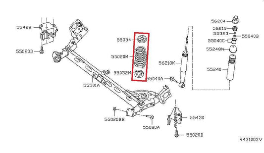 2013-2019 Nissan Sentra SV FWD Rear Right and Left Coil Spring Set 55020-3SH0C - Alshned Auto Parts