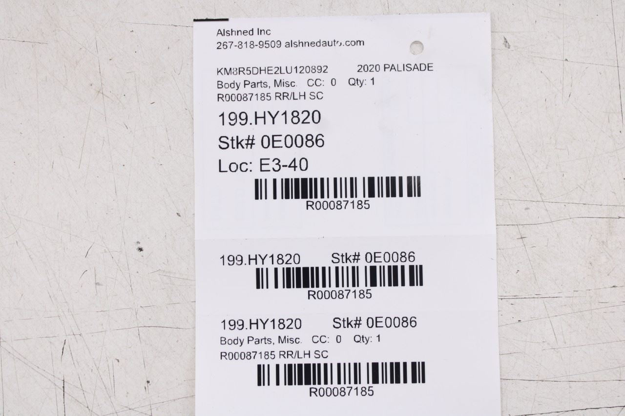 2020-2026 Hyundai Palisade Limited AWD Rear Left Fender Flare Panel 87741-S8200 - Alshned Auto Parts